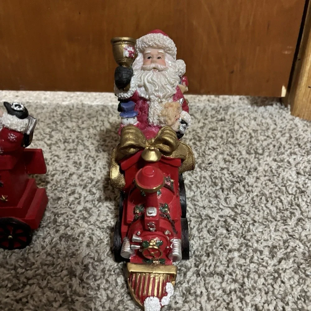 VTG Resin Christmas Train Set Santa Toys Children Presents Original Box